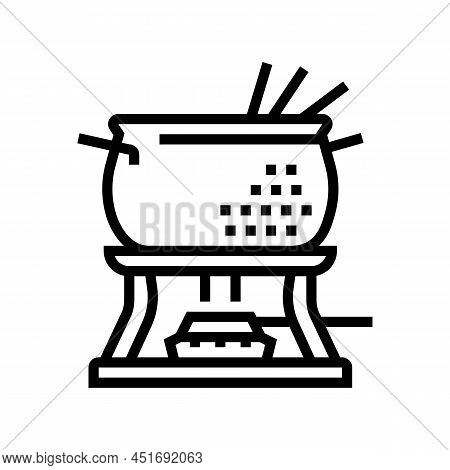 Copper Fondue Pot Line Icon Vector. Copper Fondue Pot Sign. Isolated Contour Symbol Black Illustrati