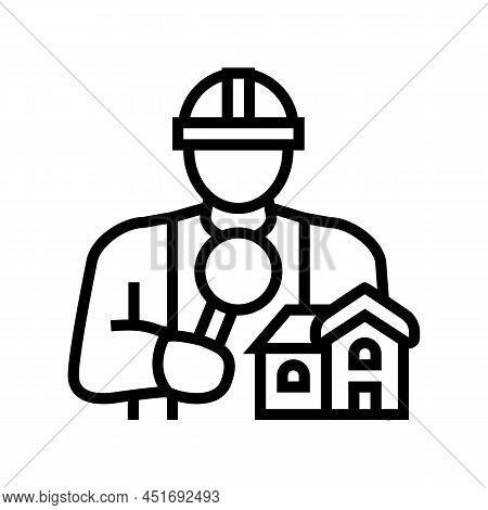 Home Inspector Line Icon Vector. Home Inspector Sign. Isolated Contour Symbol Black Illustration