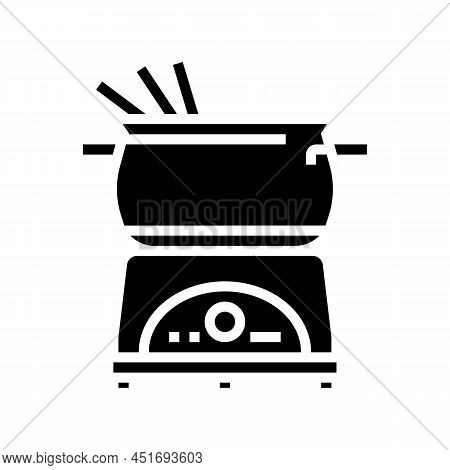 Steel Fondue Pot Glyph Icon Vector. Steel Fondue Pot Sign. Isolated Contour Symbol Black Illustratio