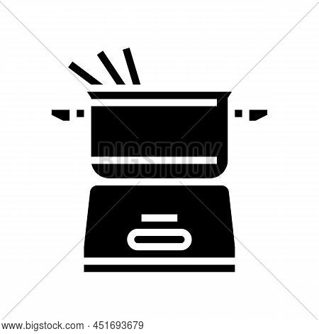 Electric Fondue Pot Glyph Icon Vector. Electric Fondue Pot Sign. Isolated Contour Symbol Black Illus