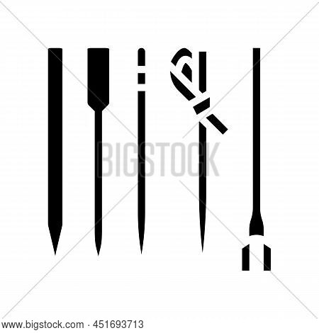 Bamboo Skewers Glyph Icon Vector. Bamboo Skewers Sign. Isolated Contour Symbol Black Illustration