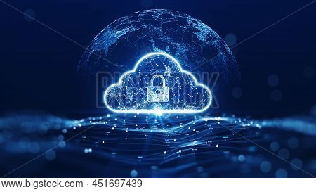 Cloud Computing Technology Concept Transfer Database To Cloud. There Is A Large Cloud Icon That Stan
