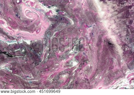 Abstract Pink And Purple Color Background. Marble Texture Like A Stone. Liquid Acrylic Paint Stains