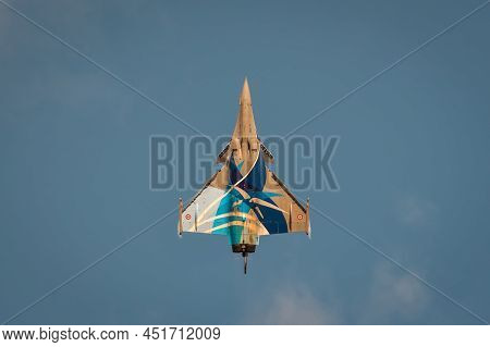 Gdynia, Poland - August 21, 2021: Flight Of The French Air Force Dassault Rafale Fighter Plane At Th