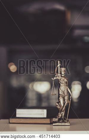 The Statue Of Justice - Lady Justice Or Iustitia, Justitia The Roman Goddess Of Justice.