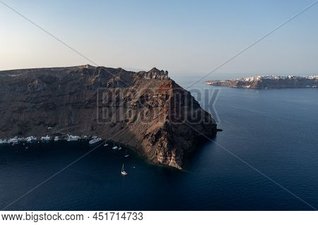View Of The Cliffs Of Thirasia In The Caldera Of Santorini, Cyclades Islands, Greece, Europe