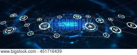 Low Code Software Development Platform Technology Concept. 3d Illustration