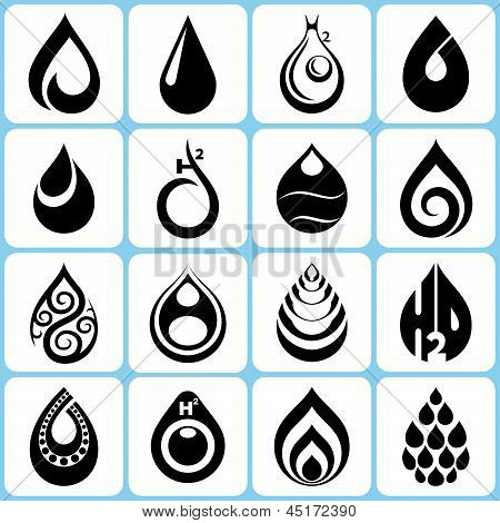 16 water drop icons set