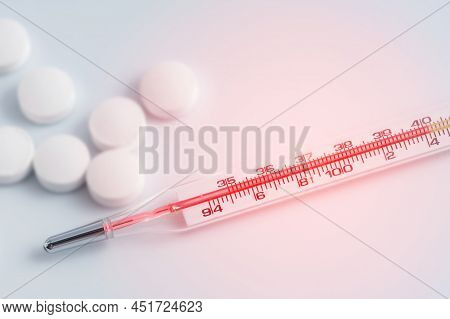 Close Up Of Thermometer Showing Very High Temperature