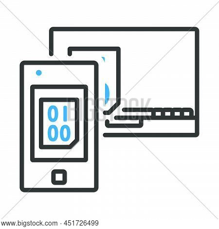 Exchanging Data Icon. Editable Bold Outline With Color Fill Design. Vector Illustration.