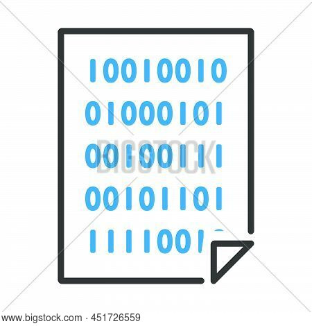 Sheet With Binary Code Icon. Editable Bold Outline With Color Fill Design. Vector Illustration.