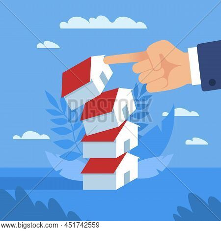 Falling Real Estate. Directional Drop, Falling Prices, Property Market Crash, Lowering Cost Of House