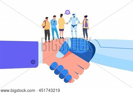 Robot Hand Shake. Interacting Ai Human, Future Jobs Humanity, Humanic Robotics Handshake, Robotor Bu