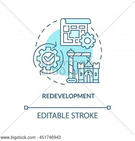 Redevelopment Turquoise Concept Icon. Urban Architecture. Heritage Preservation Type Abstract Idea T