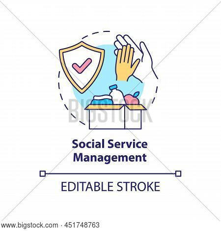 Social Service Management Concept Icon. Social Planning Organizes Abstract Idea Thin Line Illustrati