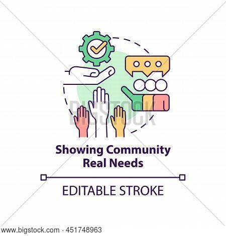 Showing Community Real Needs Concept Icon. Reason For Participation Abstract Idea Thin Line Illustra