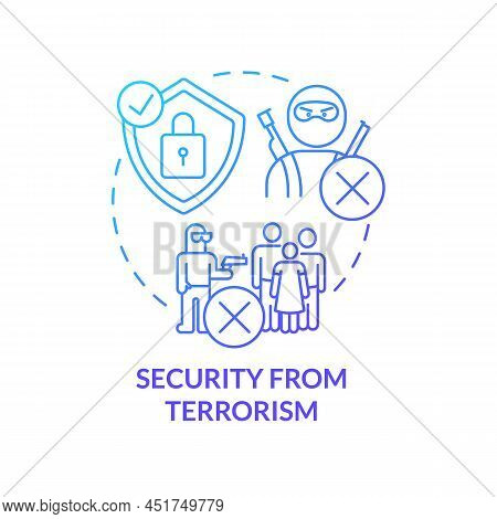 Security From Terrorism Blue Gradient Concept Icon. Armed Forces. National Protection Program Abstra