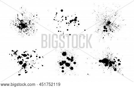 Black Ink Splatter Isolated On White Background. Vector Watercolor Paint Brush Texture. Ink Splash A