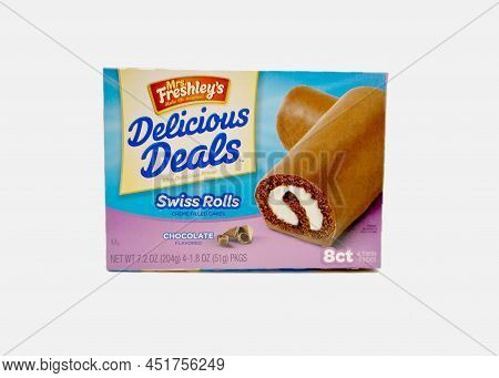 Mrs. Freshly's Swiss Rolls Snack Cakes With Copy Space