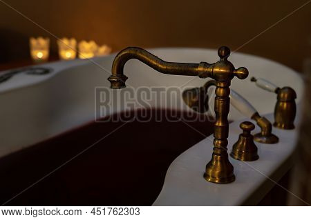 Wine Bath In Bath Tub Villany Hungary With Vintage Water Tap