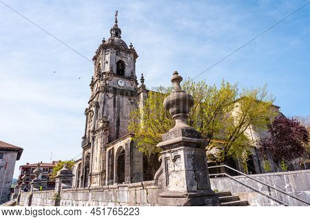 Parish Of San Martin In The Goiko Square Next To The Town Hall In Andoain, Gipuzkoa. Basque Country
