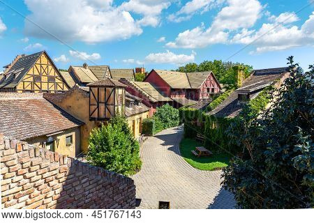 Bikal, Hungary - 21.08.2020: Beautiful Rebuilt Medieva Historical Museum Village Fun Adventure Park