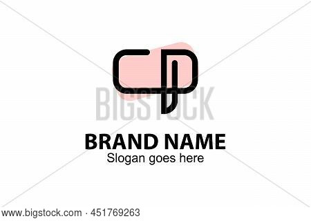 Line Art Cp Letter Logo Design Concept. Cp Lettering Logo With Line Art Style Design. Modern And Ele