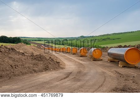 Laying Of Natural Gas Transmission Pipes. Work On The Construction Of The Greece-bulgaria Interconne