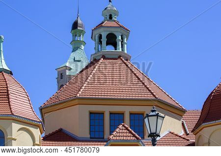 Rooftop Of Balneological Department At The Baltic Sea, Near The Sopot Pier. The Lighthouse Tower Is 