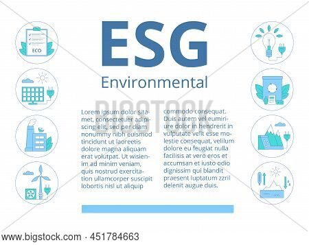 Esg Environmental Business Concept. Template For Presentation. Banner. Header With Text In The Cente