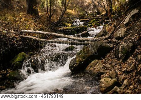 Beautiful Cascading Mountain River In The Summer