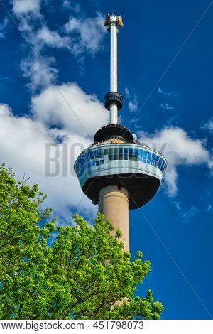 Rotterdam, Netherlands - May 14, 2017: Euromast is 185 m observation tower designed by Hugh Maaskant constructed between 1958 and 1960 and is the highest building of the Netherlands