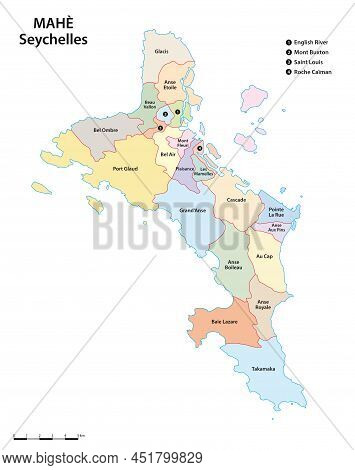 Vector Administrative Map Of Seychelles Island Of Mahe