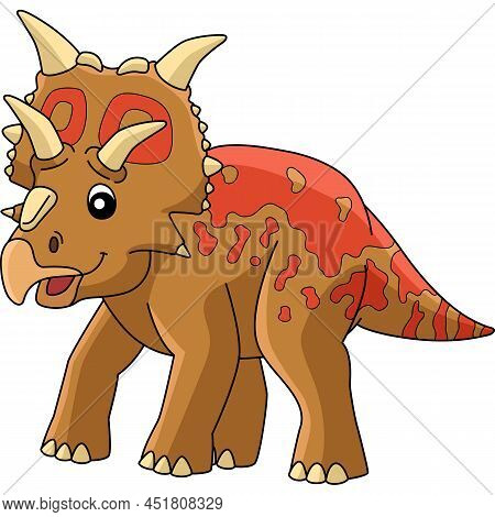 This Cartoon Clipart Shows A Xenoceratops Dinosaur Illustration.
