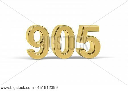 Golden 3d Number 905 - Year 905 Isolated On White Background - 3d Render