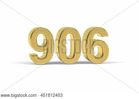 Golden 3d Number 906 - Year 906 Isolated On White Background - 3d Render