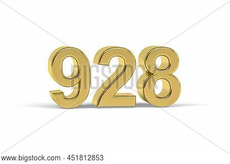 Golden 3d Number 928 - Year 928 Isolated On White Background - 3d Render