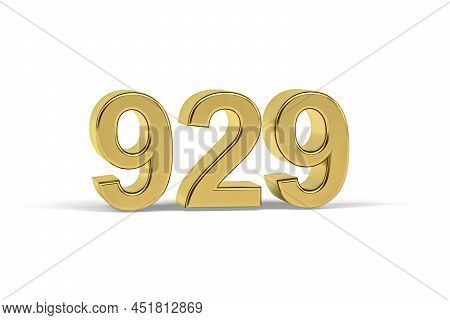 Golden 3d Number 929 - Year 929 Isolated On White Background - 3d Render