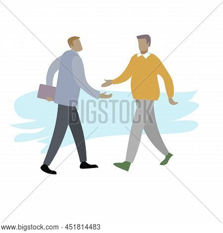 Meeting Of Colleagues. Professional Recognition Concept. Flat Vector Illustration .
