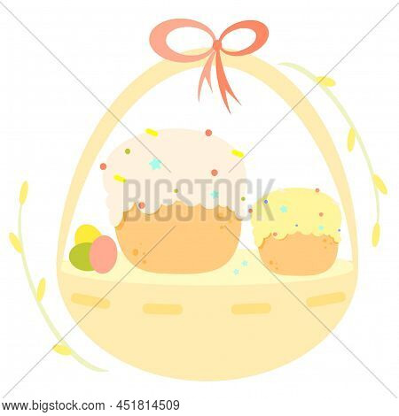 Basket With Easter Cookies. Easter Cookies. Easter