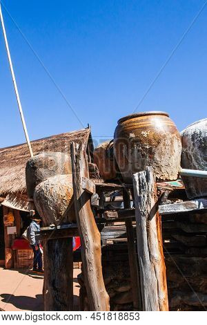 Ancient Method Of Boiling Brine Into Pure Salt In Bo Kluea, Nan, Thailand, Ancient Salt Pits. Rock S