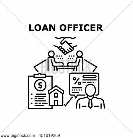 Loan Officer Vector Icon Concept. Loan Officer Checking Real Estate Documentation And Client Solvenc