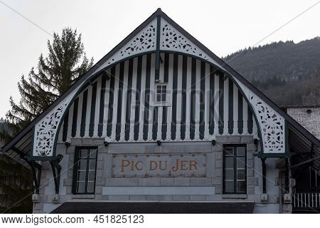 Lourdes, France : 2022 March 27 : Funicluar And Cityscape Of Lourdes In France From Funicular Pic De
