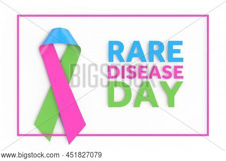 Rare Disease Day Concept. Breast Ribbon In Frame With Rare Disease Day Sign On A White Background. 3