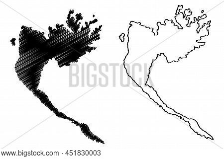 Meganisi Island (hellenic Republic, Greece, Greek, Ionian Islands) Map Vector Illustration, Scribble