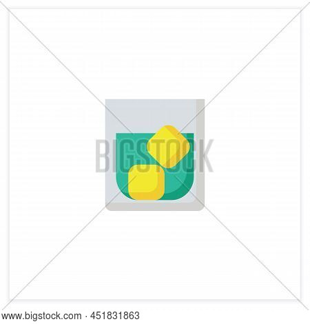 Whiskey Glass Flat Icon. Alcohol Stemware. Party Drink With Ice. Restaurant, Pub, Bar Menu. Scotch, 