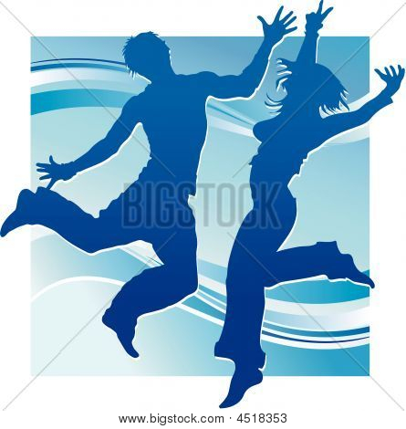 Dancing People In Blue