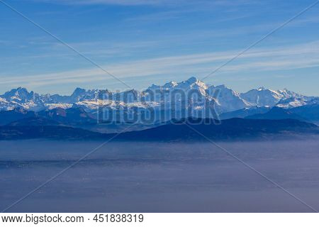On The Sentes De La Dole From La Rippe, Jura Mountains, Switzerland, In Autumn, High Quality Photo