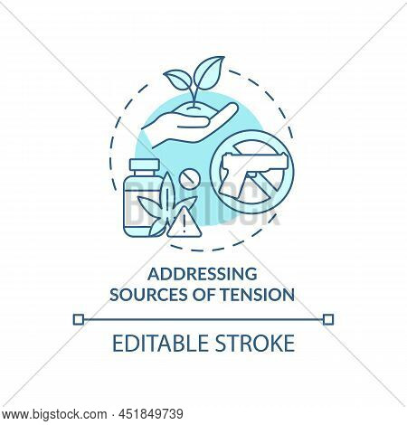 Addressing Sources Of Tension Turquoise Concept Icon. Armed Conflicts Prevention Abstract Idea Thin 
