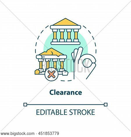 Clearance Concept Icon. Remove Dereliction. Cultural Heritage Preservation Type Abstract Idea Thin L